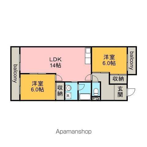 サークルコープ(2LDK/3階)の間取り写真