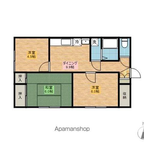 鹿島臨海鉄道 鹿島神宮駅 バス乗車時間:32分 鹿島セントラルホテルバス停で下車 徒歩106分 1階建 築19年(3DK)の間取り写真