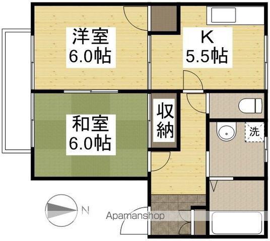 ハニーハイツ6号棟(2K/2階)の間取り写真