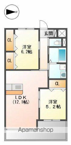 ユニヴァリィ フクミ(2LDK/2階)の間取り写真