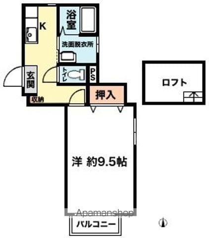 Kハウス萩ヶ丘(1K/1階)の間取り写真