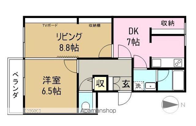 Uフラット(2DK/3階)の間取り写真