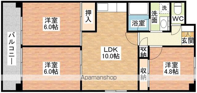 平田ハイツ(3LDK/4階)の間取り写真