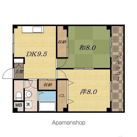 富尾マンション私部(2LDK/4階)の間取り写真