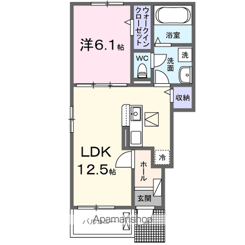 スカイヒルズⅠ(1LDK/1階)の間取り写真