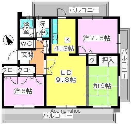 スカイヒルズ6(3LDK/2階)の間取り写真