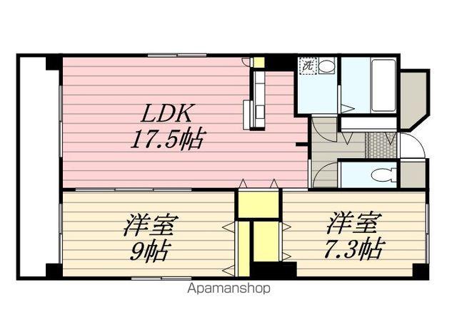 TKマンション元浜(2LDK/4階)の間取り写真