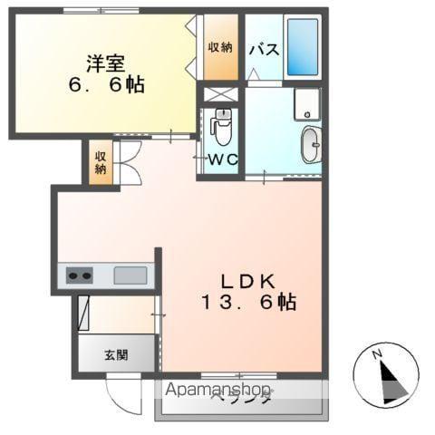 総武本線 銚子駅 バス乗車時間:6分 本新町バス停で下車 徒歩4分 2階建 築14年(1LDK/1階)の間取り写真