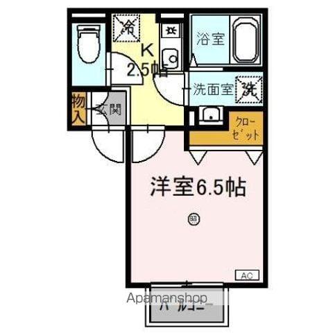 パセオ御堂町(1K/2階)の間取り写真