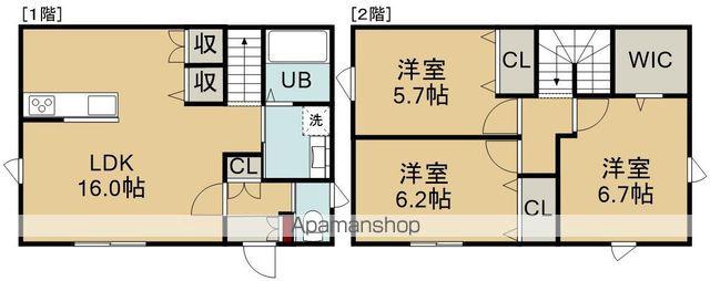 函館市電本線湯川線 湯の川駅 徒歩19分 2階建 築9年(3LDK)の間取り写真