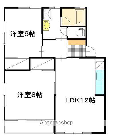 ビーエムハイツ B棟(2LDK/2階)の間取り写真