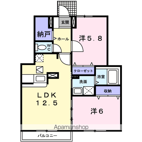 アパートメントベティB(2LDK/1階)の間取り写真