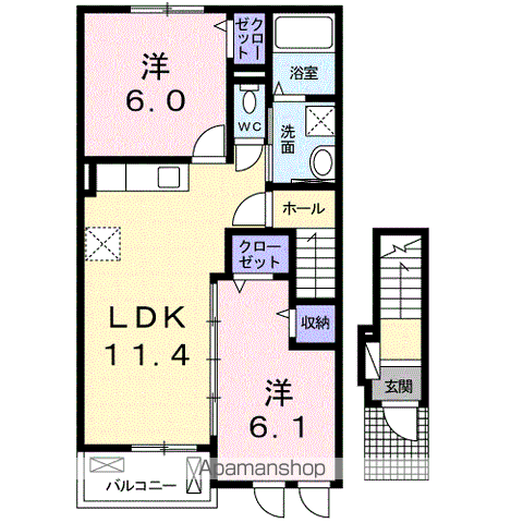 ラ・ビレッタN(2LDK/2階)の間取り写真