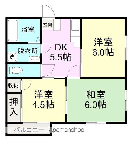 パールマンション(3DK/1階)の間取り写真