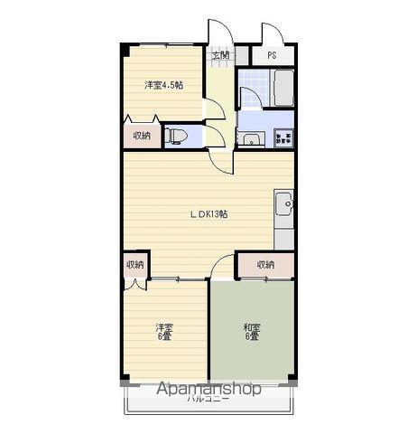 サンセール二軒屋ウエスト(3LDK/2階)の間取り写真