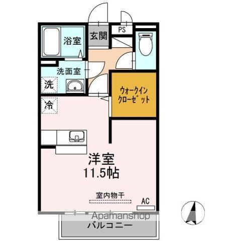 シャルルⅠ(ワンルーム/1階)の間取り写真