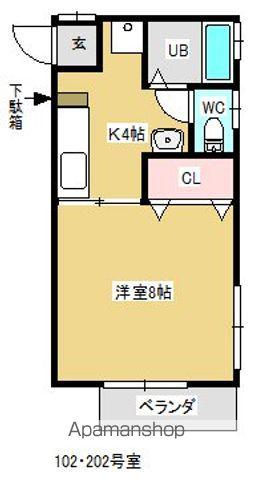ジュネス大内Ⅵ(1K/1階)の間取り写真