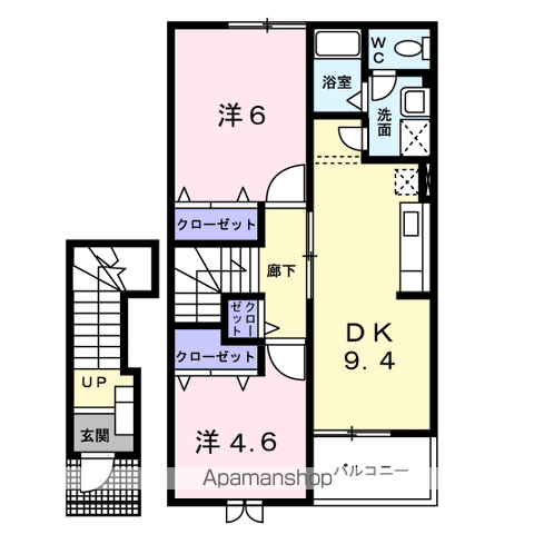 リーブルⅡ(2DK/2階)の間取り写真