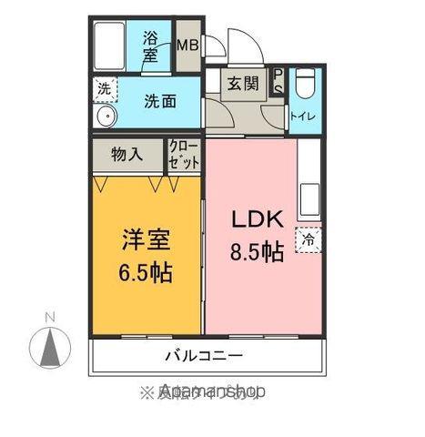 クオリアコート島立(1LDK/1階)の間取り写真
