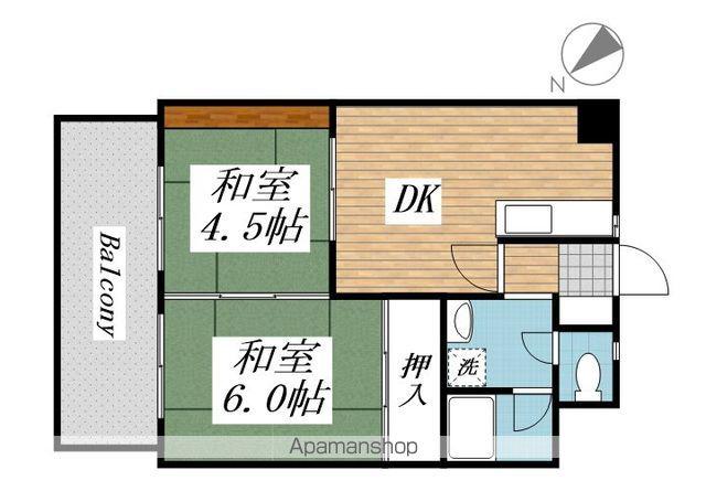 プレアール金田(2DK/6階)の間取り写真