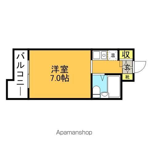 ロマネスク西新オレンジ通(ワンルーム/1階)の間取り写真