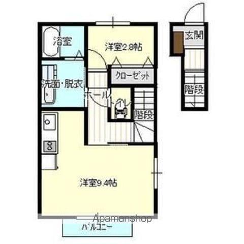 TOMTOM(ワンルーム/2階)の間取り写真