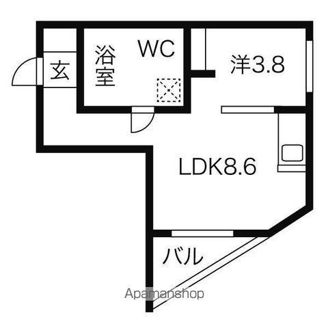 フレンズ本通南(1DK/4階)の間取り写真
