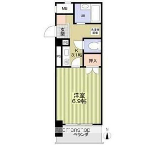 グランパス檀渓(1K/2階)の間取り写真