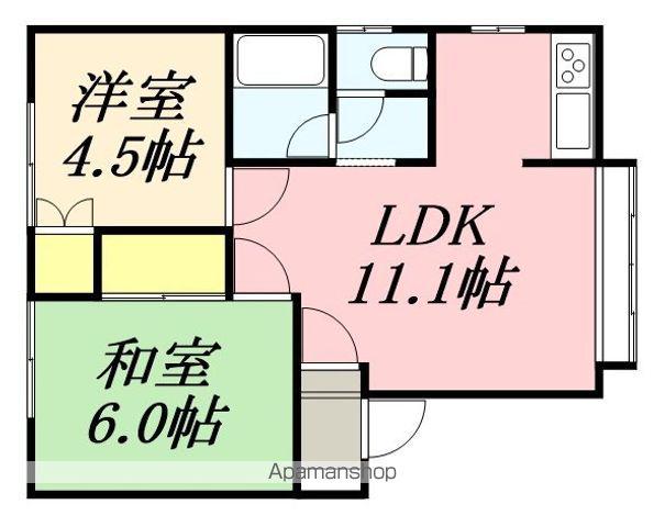 ハイツトミー(2LDK/1階)の間取り写真