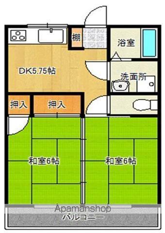 ベルハウス(2K/2階)の間取り写真