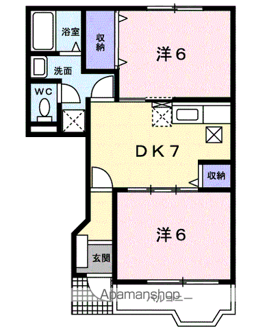 ドルフィンS(2DK/1階)の間取り写真