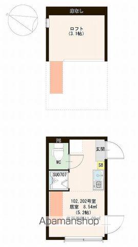 ノース BASE(ワンルーム/2階)の間取り写真