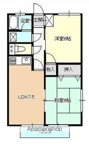 ユウヅキパレス(2DK/1階)の間取り写真