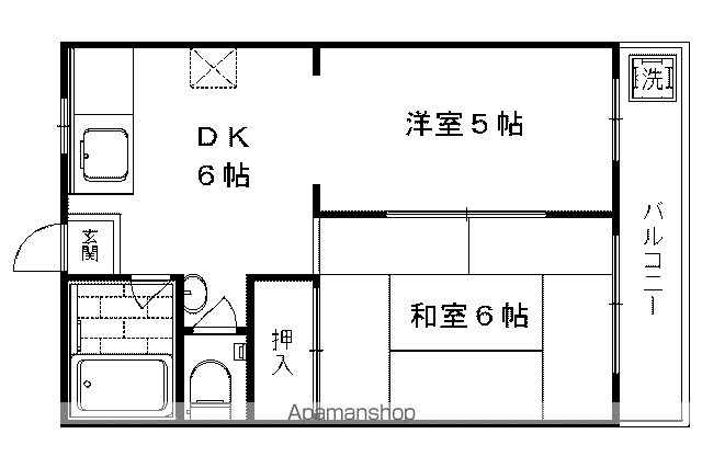 コーポ西大橋(2DK/3階)の間取り写真