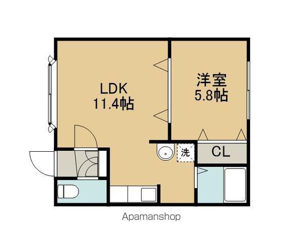 レインボーハウス優Ⅱ(1LDK/2階)の間取り写真