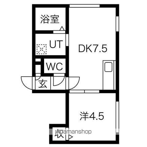 ハピネス銭函Ⅱ(1DK/2階)の間取り写真
