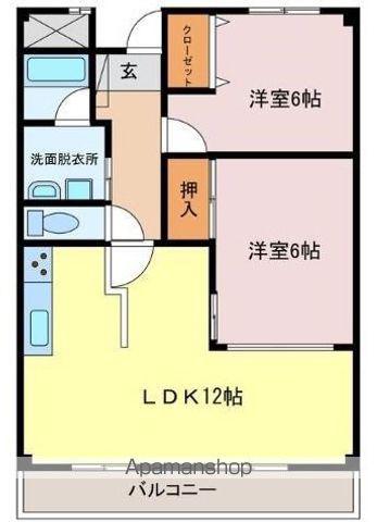 神辺中央マンション(2LDK/1階)の間取り写真