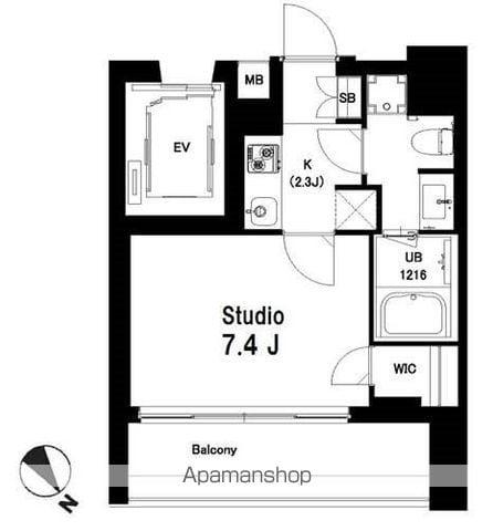 中目黒ウエスト(1K/9階)の間取り写真