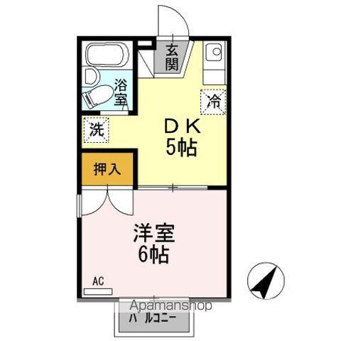 メイゾンベルサC(1DK/1階)の間取り写真