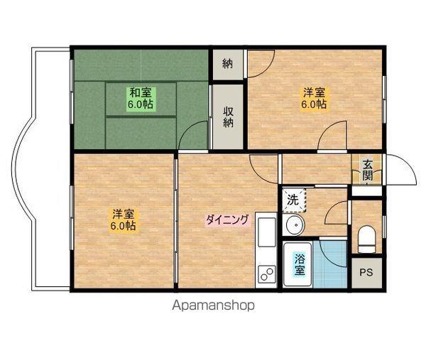 石上マンションB館(3DK/2階)の間取り写真