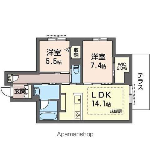 ヴィア・ステージ(2LDK/1階)の間取り写真