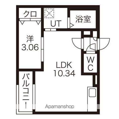 WARREN KANSEIⅡ(1LDK/3階)の間取り写真