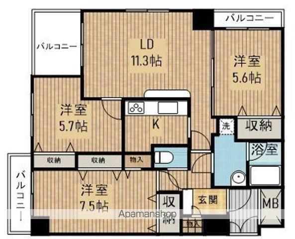平清上所(3LDK/6階)の間取り写真