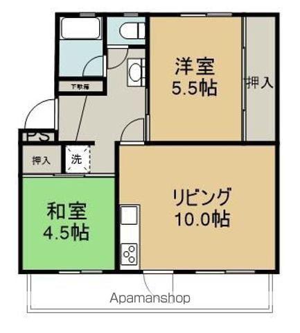 第二増岡ビル(2LDK/1階)の間取り写真