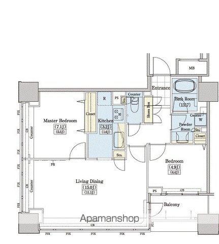 レジディアタワー上池袋(2LDK/10階)の間取り写真