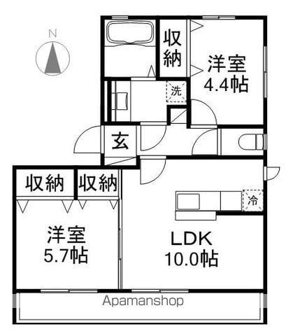 ハイツ青波(2LDK/3階)の間取り写真