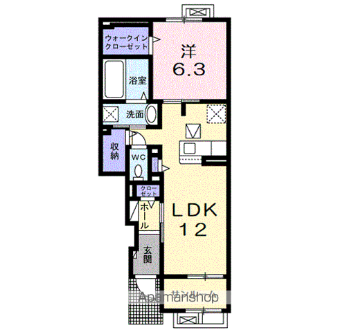 ガーデン・アイリス(1LDK/1階)の間取り写真