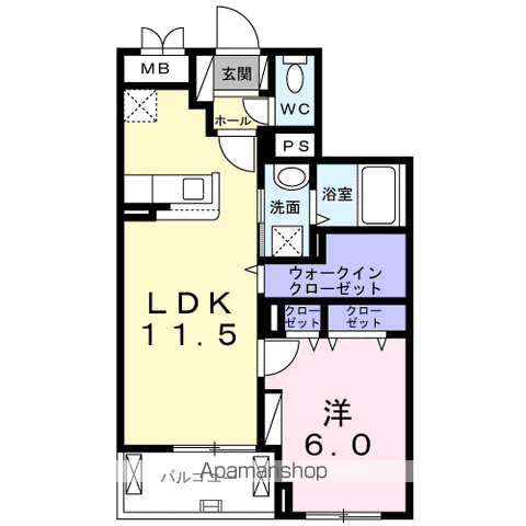 コントレイル(1LDK/2階)の間取り写真