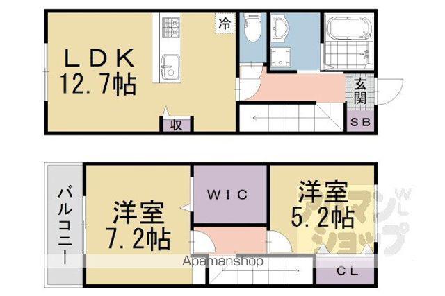 カサデフローラ淀(2LDK/1階)の間取り写真