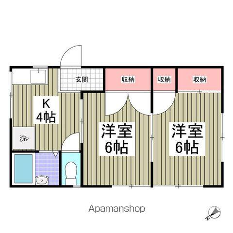 カサブランカ21(2DK/1階)の間取り写真
